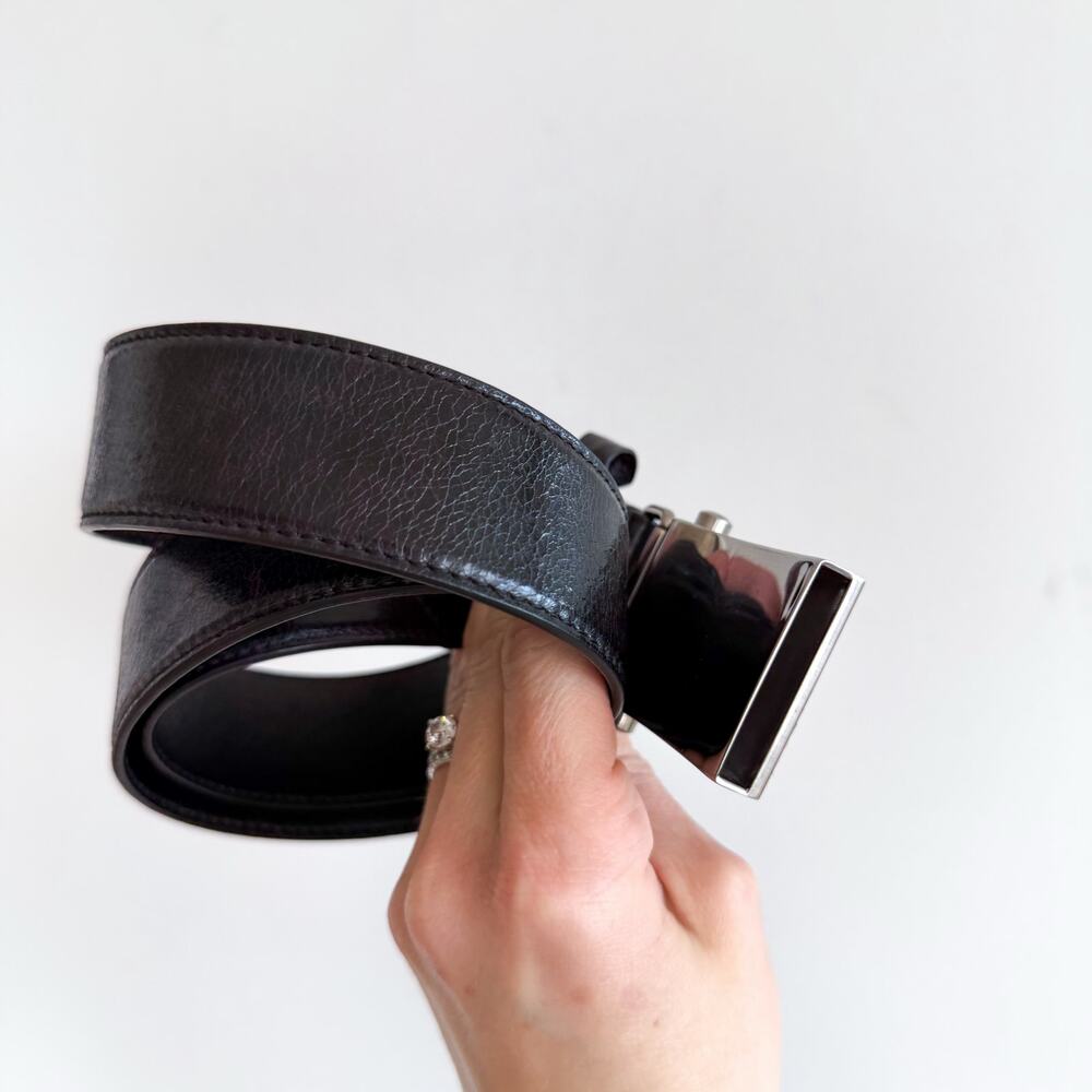 PRADA Saffiano Leather Classic Adjustable Slide Buckle Belt Black 44 - Picture 7 of 11